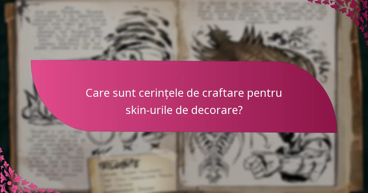 Care sunt cerințele de craftare pentru skin-urile de decorare?