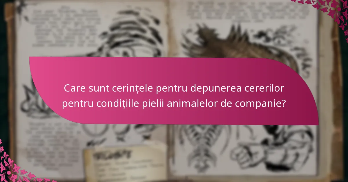 Care sunt cerințele pentru depunerea cererilor pentru condițiile pielii animalelor de companie?