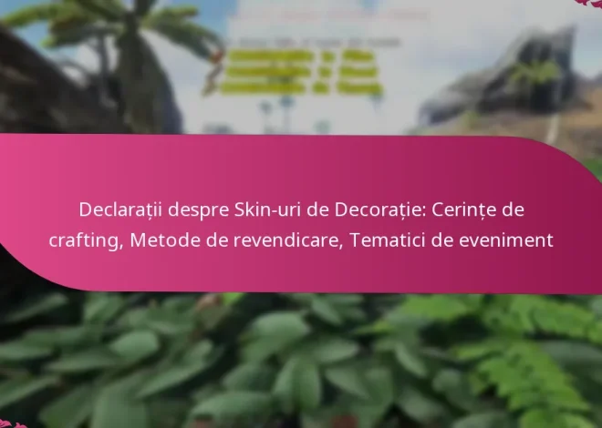 Declarații despre Skin-uri de Decorație: Cerințe de crafting, Metode de revendicare, Tematici de eveniment