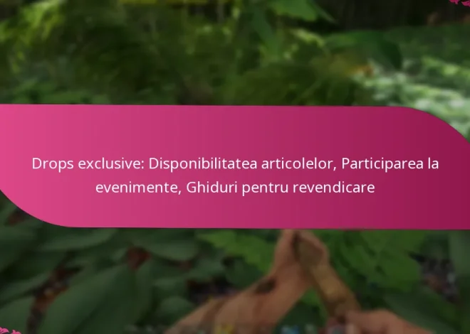 Drops exclusive: Disponibilitatea articolelor, Participarea la evenimente, Ghiduri pentru revendicare