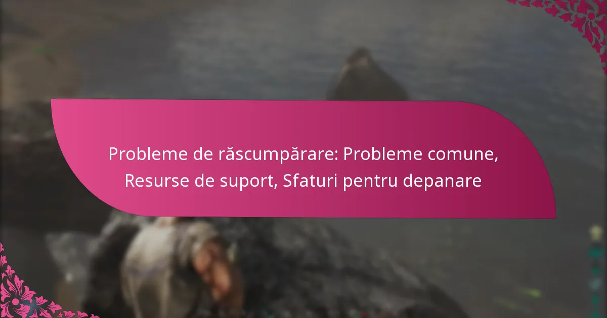 Probleme de răscumpărare: Probleme comune, Resurse de suport, Sfaturi pentru depanare