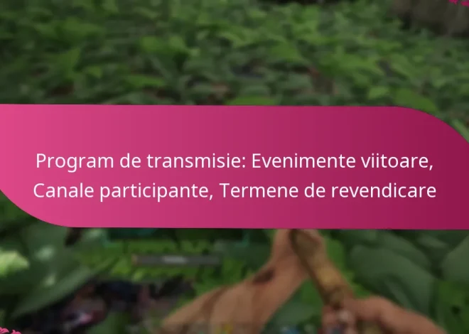 Program de transmisie: Evenimente viitoare, Canale participante, Termene de revendicare