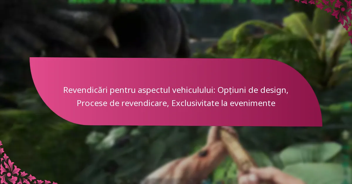 Revendicări pentru aspectul vehiculului: Opțiuni de design, Procese de revendicare, Exclusivitate la evenimente