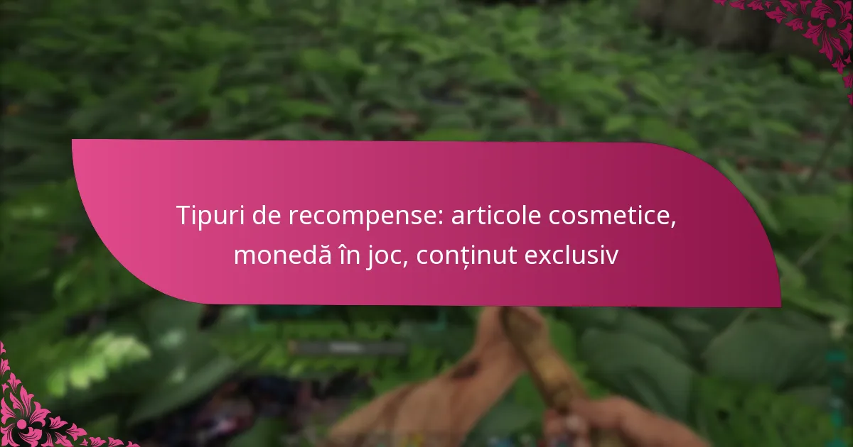 Tipuri de recompense: articole cosmetice, monedă în joc, conținut exclusiv