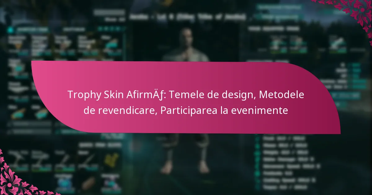 Trophy Skin Afirmă: Temele de design, Metodele de revendicare, Participarea la evenimente